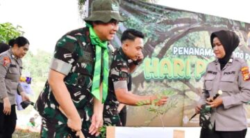 Wujud Sinergi TNI-Polri, Danrem 031/WB Dampingi Kapolda Riau Tanam 210 Pohon dan Tebar 2.100 Benih Ikan Patin