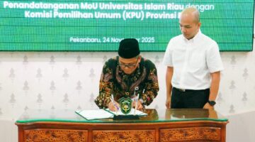 KPU Provinsi Riau dan Universitas Islam Riau Sepakat Perkuat Sinergi Akademik dan Demokrasi Lewat Penandatanganan MoU