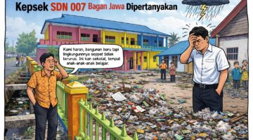 Lingkungan Sekolah Terpantau Kumuh, Kinerja Kepsek SDN 007 Bagan Jawa Dipertanyakan