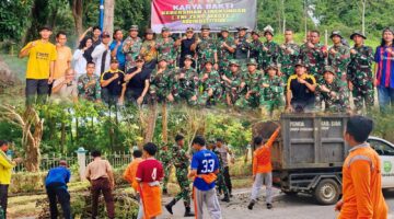 Personel TNI–Polri dan Elemen Masyarakat Turun Tangan, Karya Bakti “TNI Zero Waste” Bersihkan Siak dari Tumpukan Sampah