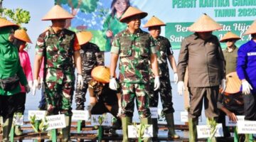 PERINGATI HUT PERSIT KE-80, DANREM 031/WB DAN PANGDAM I/BB TANAM MANGROVE DI BENGKALIS