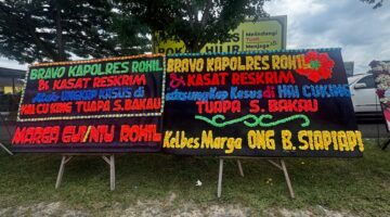 Polres Rohil Terima Puluhan Karangan Bunga , Apresiasi Warga Tionghoa Atas Keberhasilan Ungkap Kasus Pencurian Hiolo